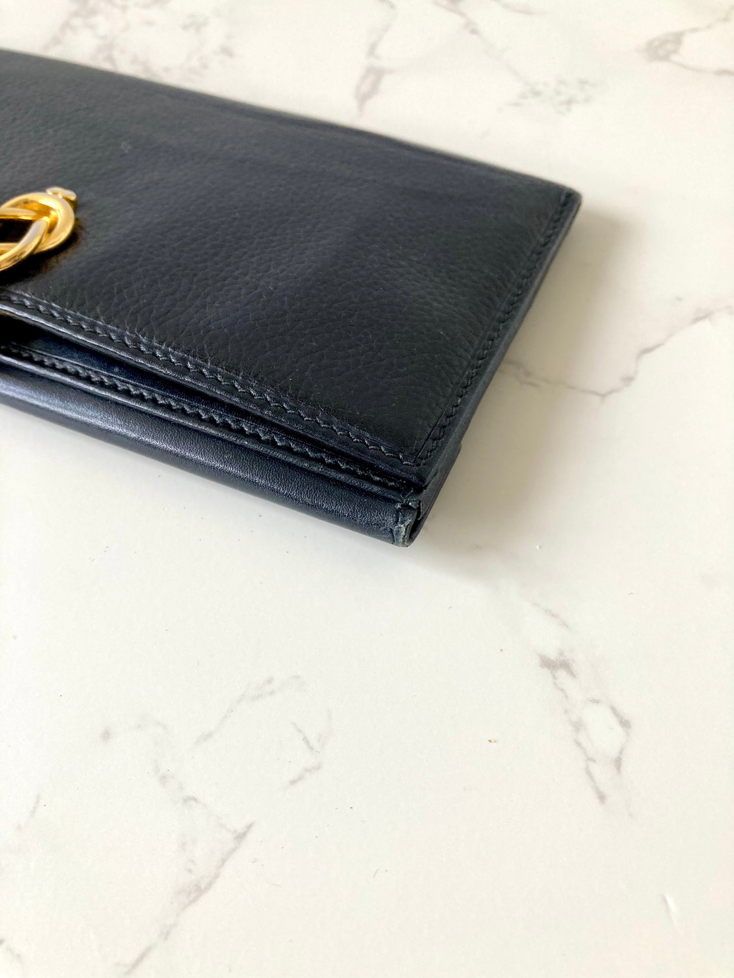 GUCCI Gold Knot Black Long Bi-fold Wallet
