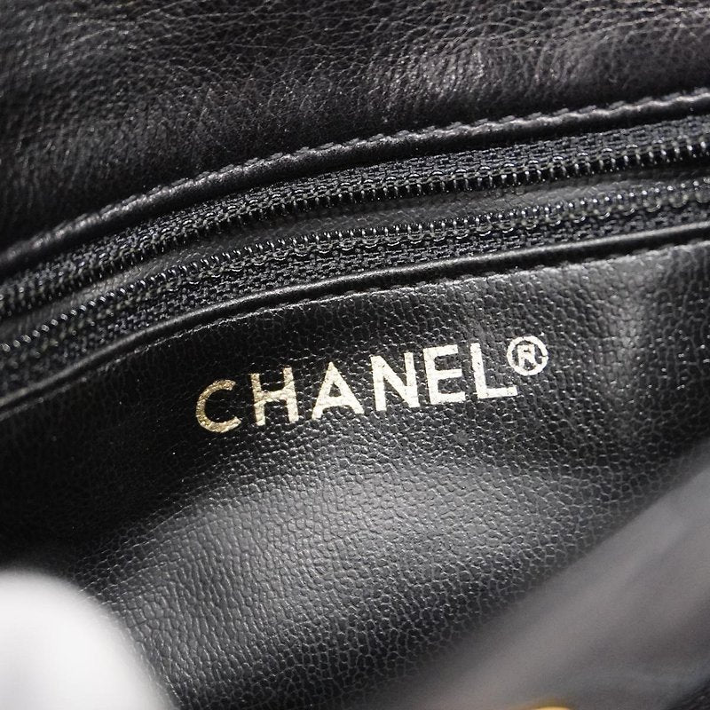 CHANEL rare black leather gold swivel buckle belt bag/side bag/clutch