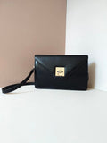 CELINE black silver ring envelope box small clutch/side bag/crossbody bag