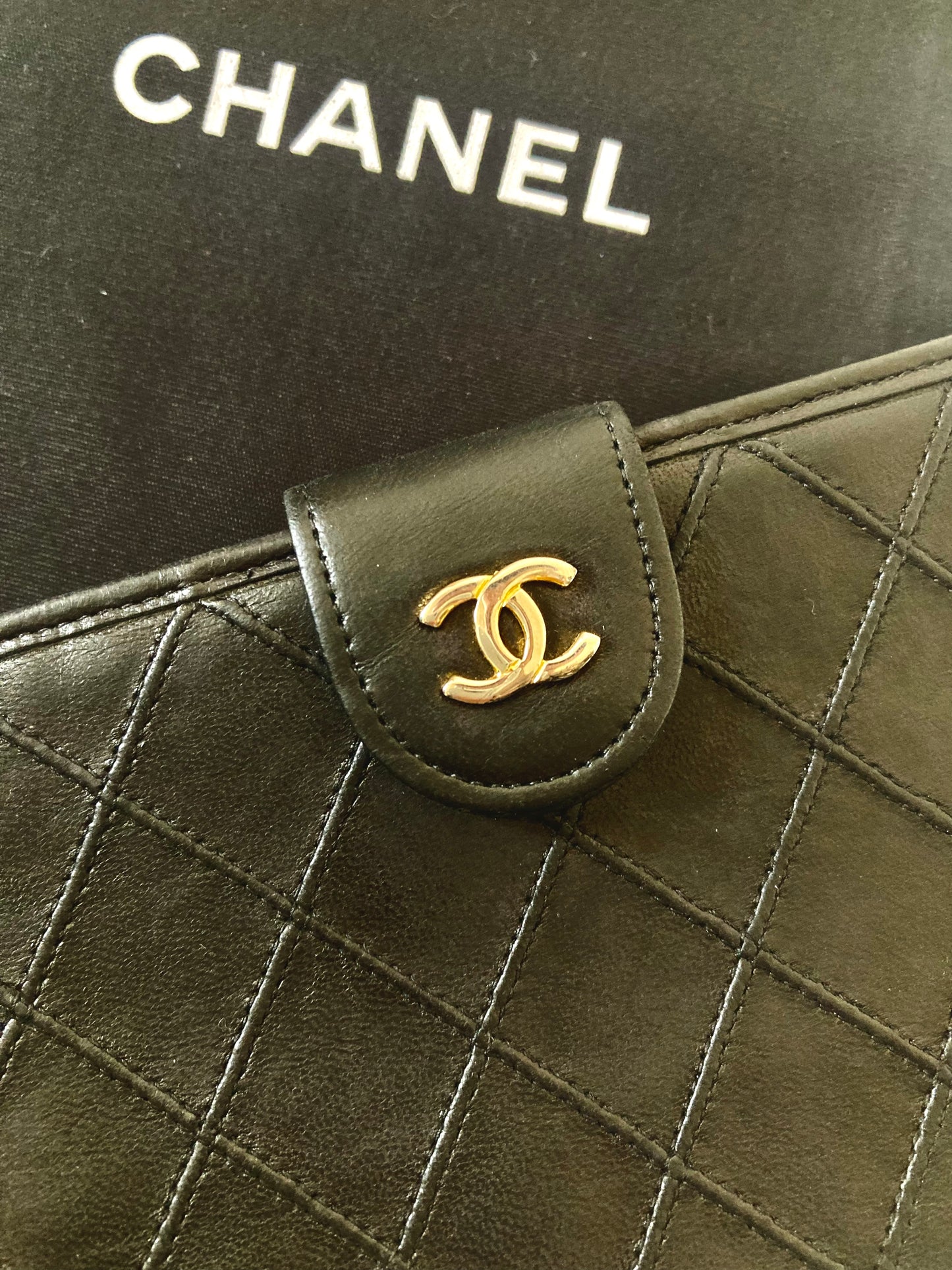 CHANEL Rare Black x Gold Long Bi-fold Wallet