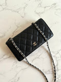 CHANEL Black Caviar Leather WOC Long Wallet / Side Bag / Crossbody Bag