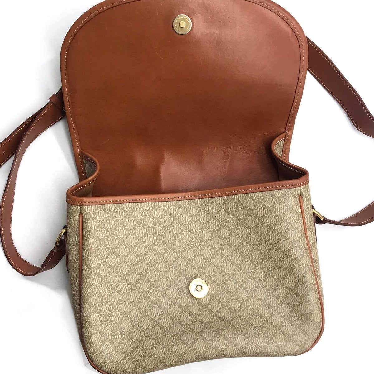 CELINE Rare Planet Beige Old Flower Tofu Bag/Side Bag/Messenger Bag