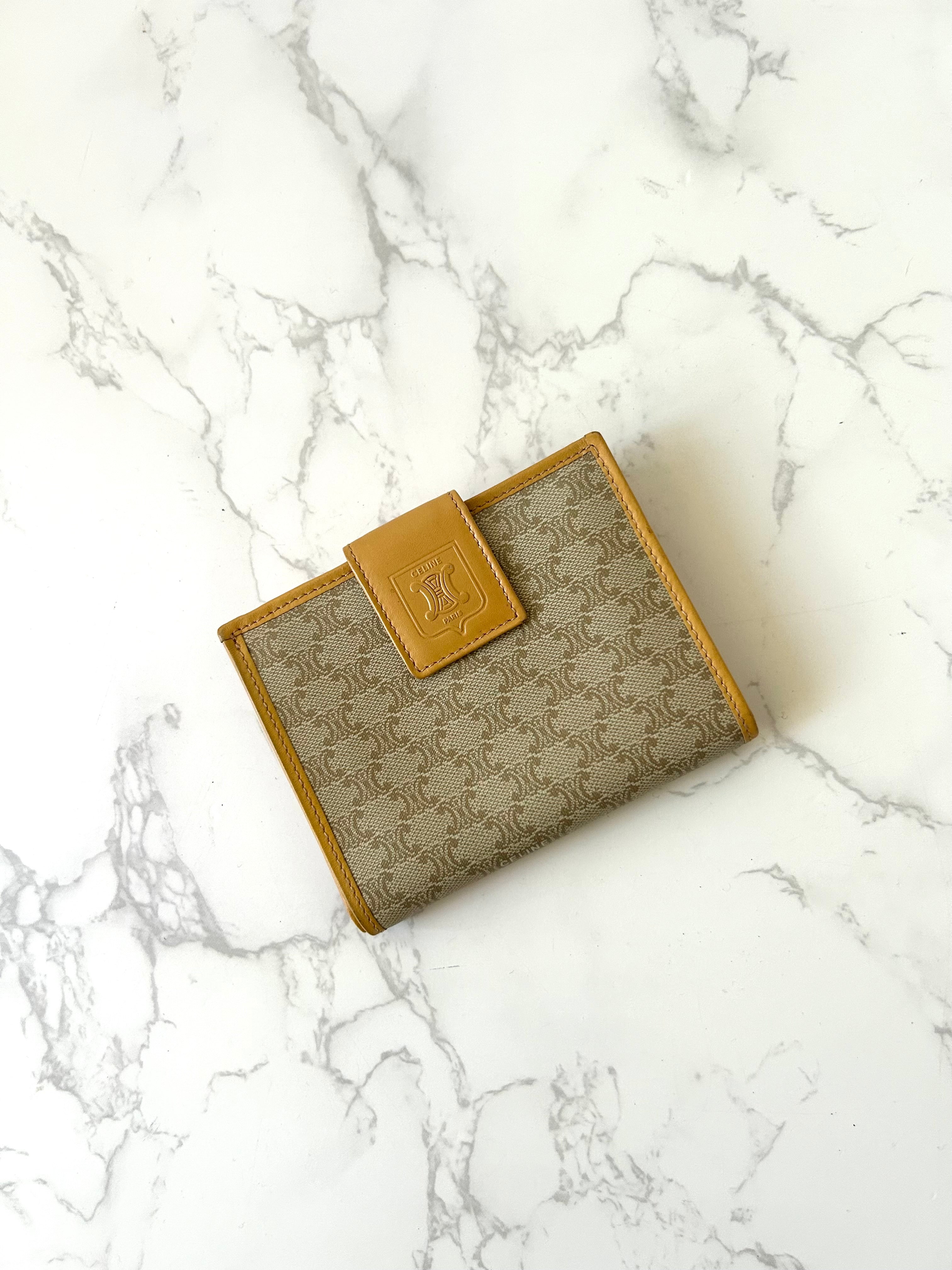 CELINE Beige Brown Presbyopia Arc de Triomphe Short Wallet/Purse/Wallet