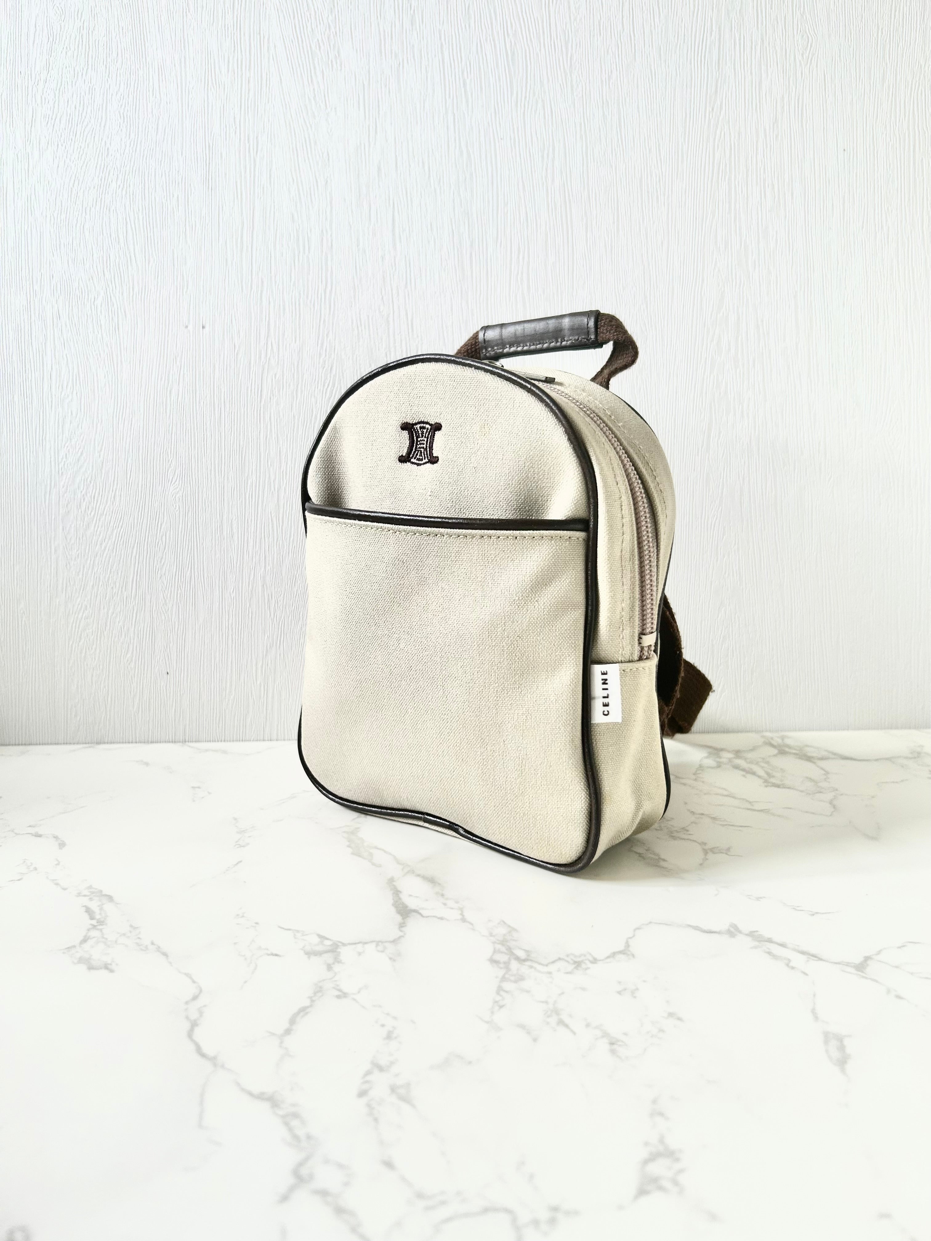 CELINE rare beige black Arc de Triomphe small backpack / rucksack / backpack