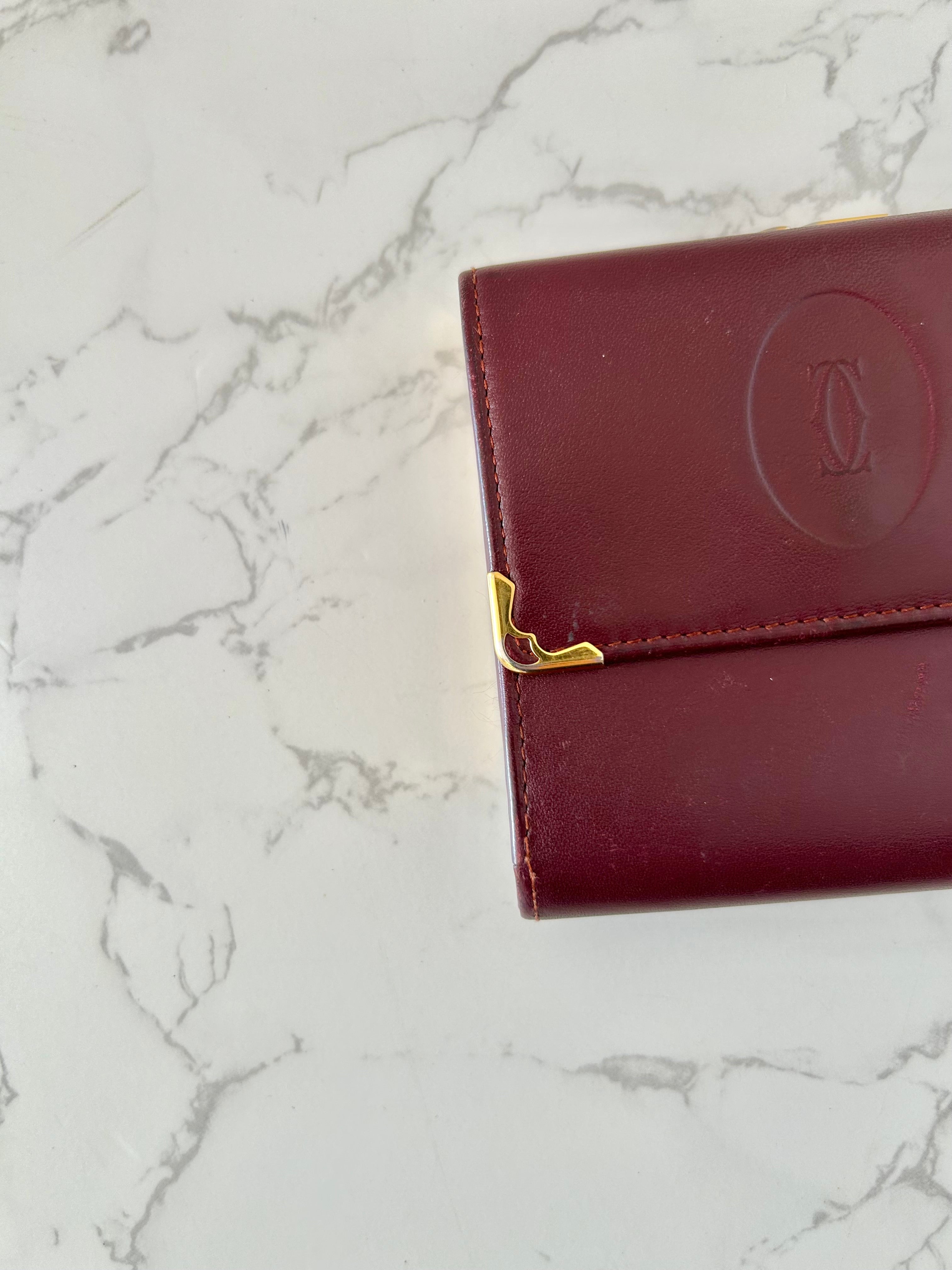 CARTIER Must de Cartier Burgundy Wallet/ Short Clip/ Coin Purse