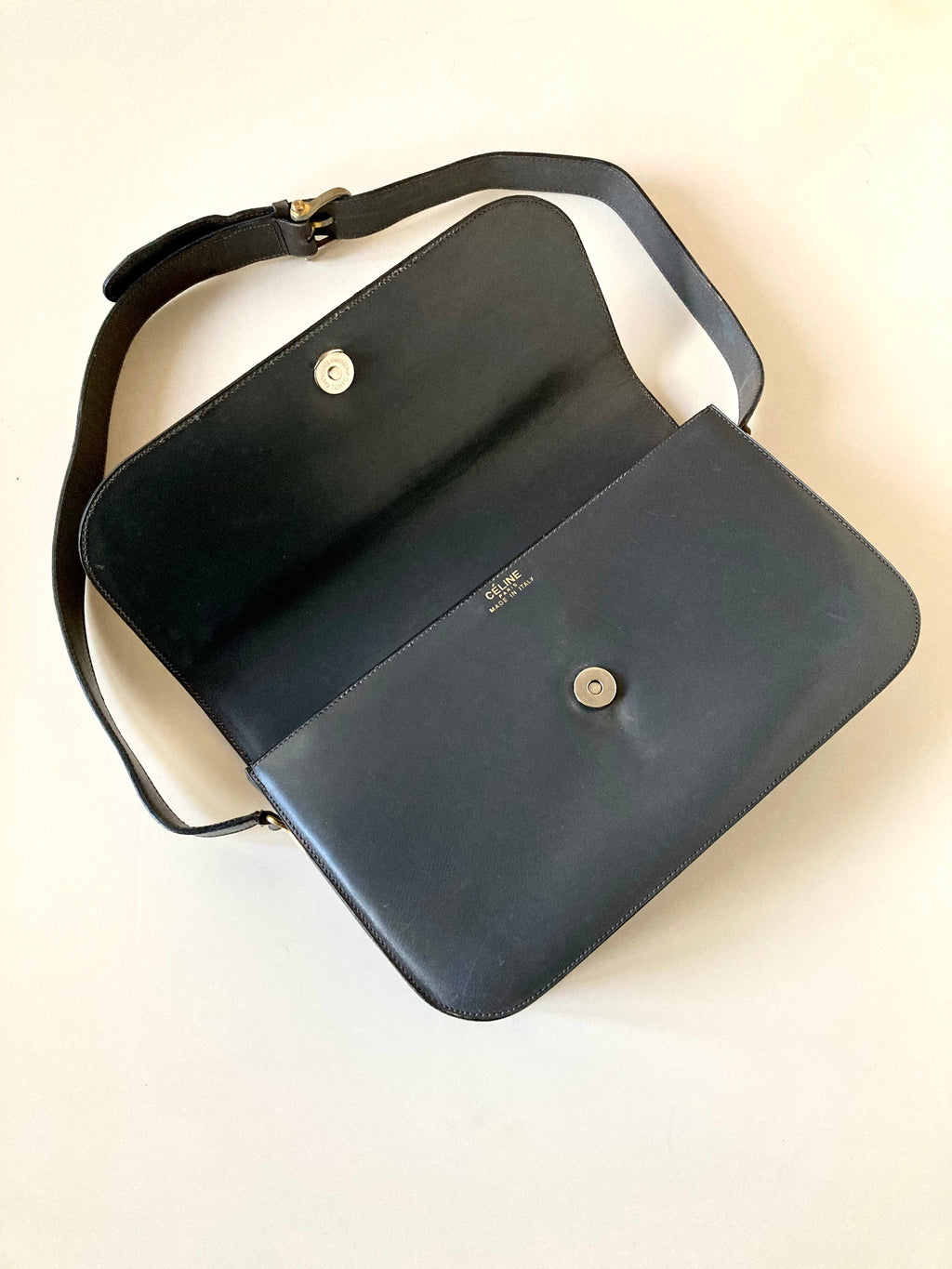 CELINE Black x Gold Horse Carriage Crossbody Bag