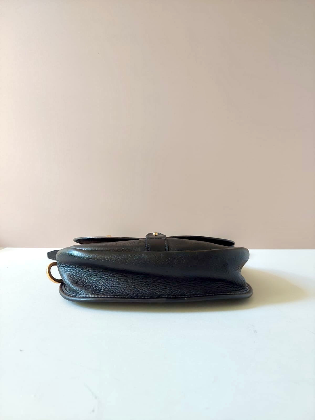 LOEWE rare black engraved Bobby gold buckle side bag / oblique bag