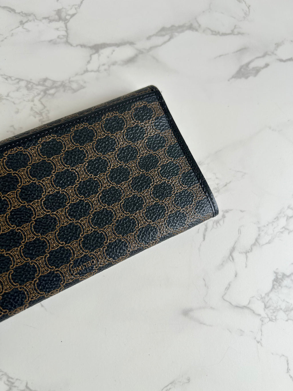 CELINE black monogram leather long wallet/wallet