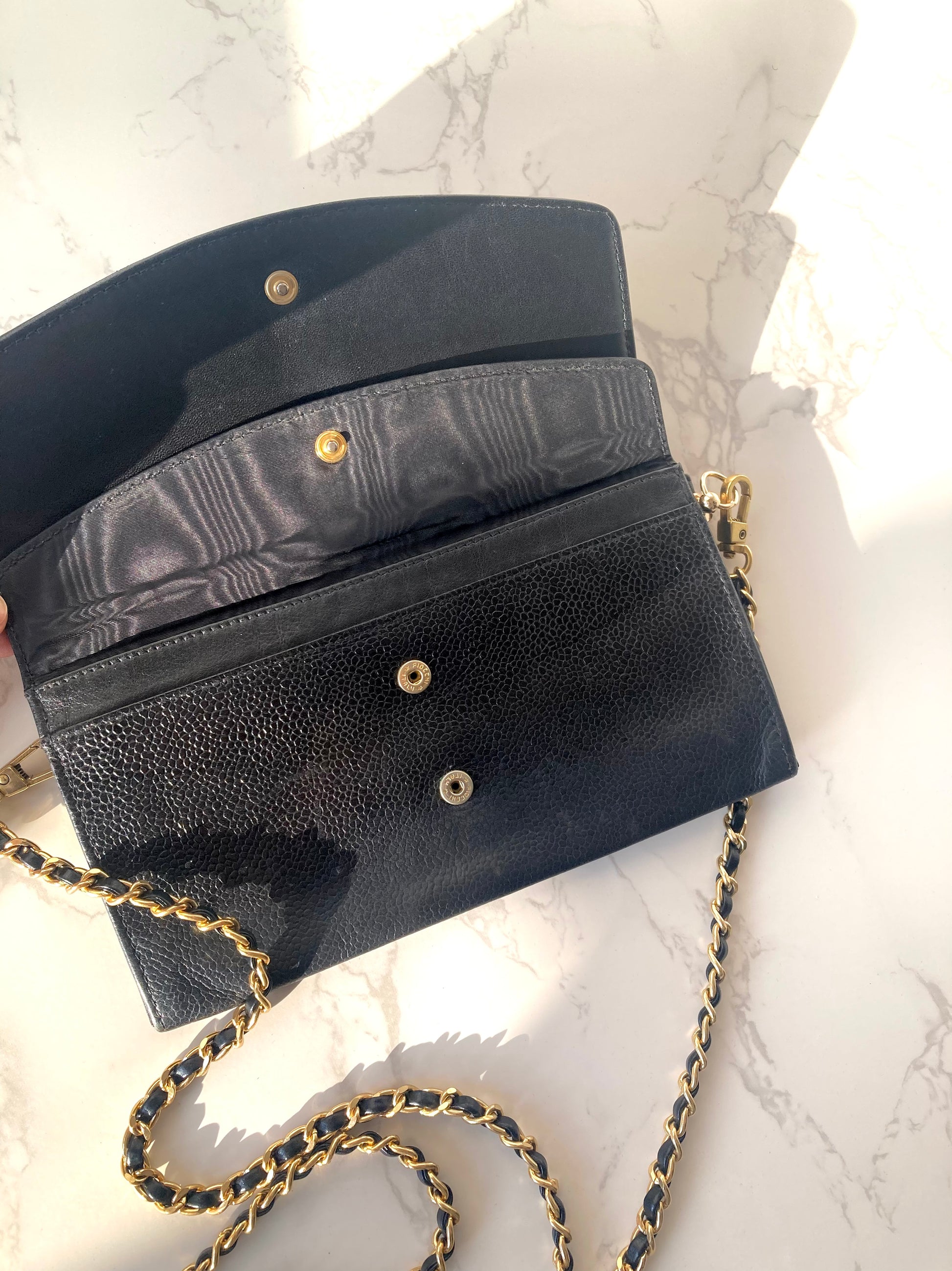 CHANEL Caviar Leather Black Wallet-on-Chain WOC (Add-on)