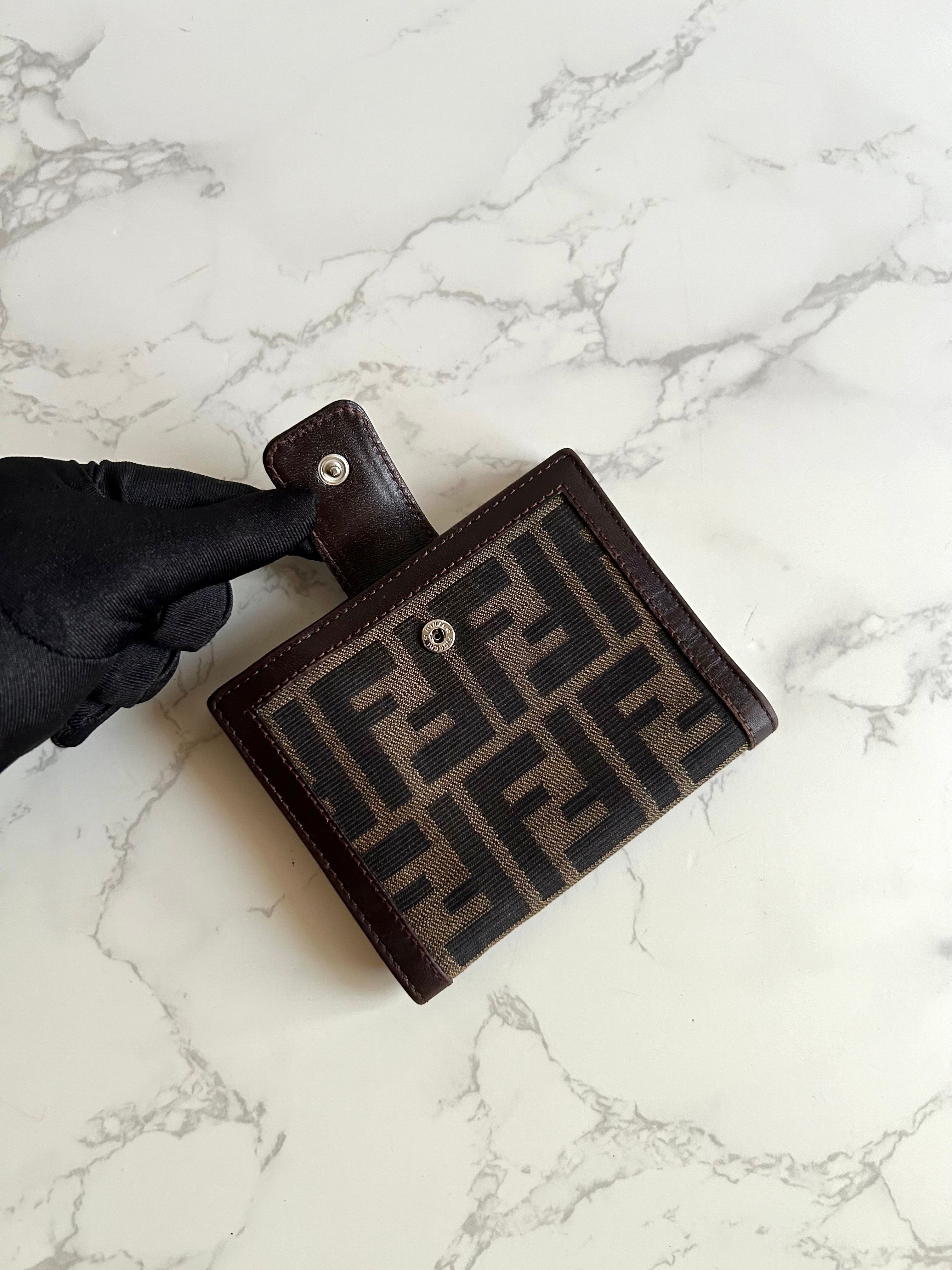 FENDI Zucchino Brown Monogram Short Wallet/Short Clip