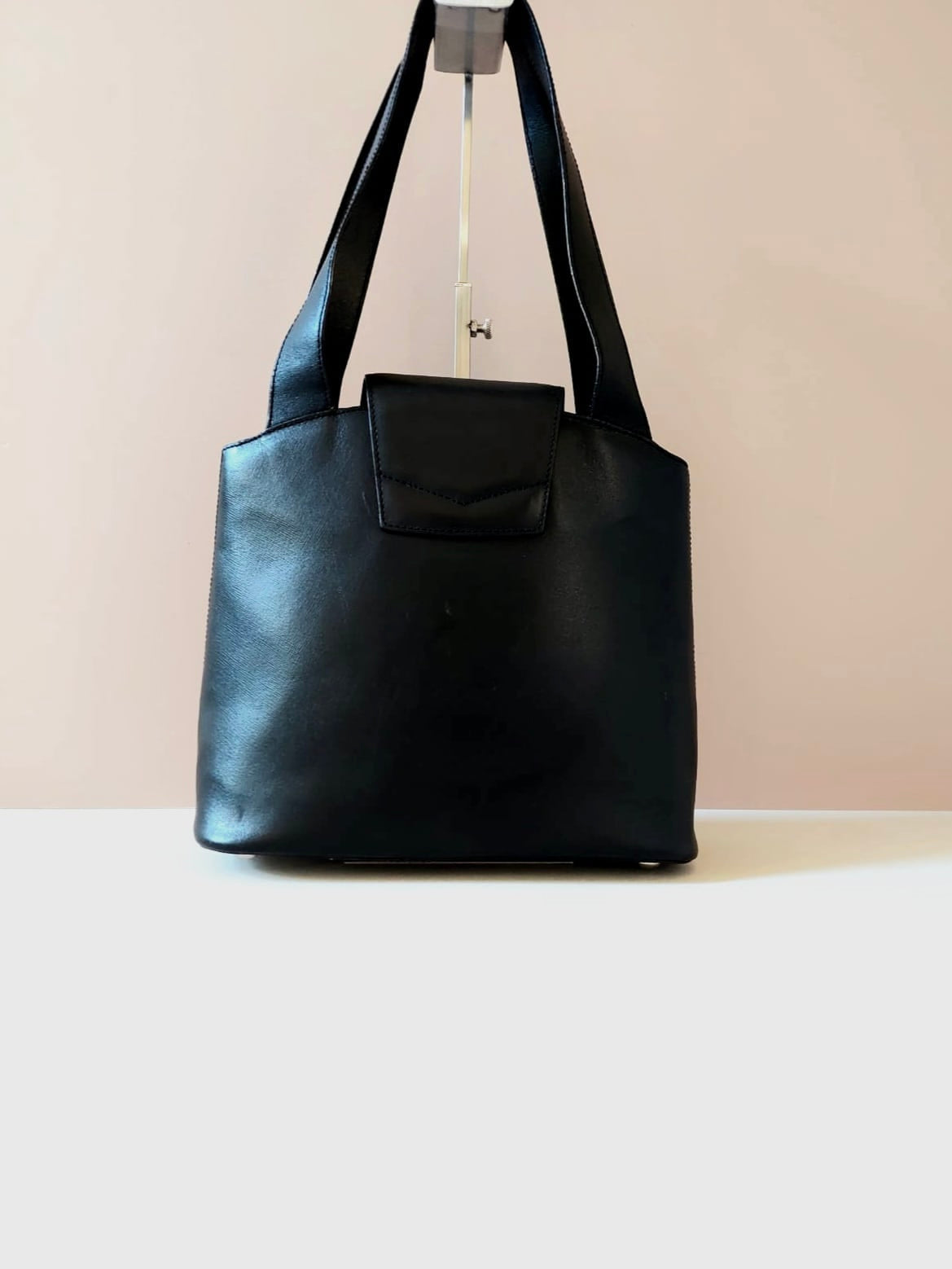 CELINE black silver swivel buckle leather tote bag/side bag/handbag