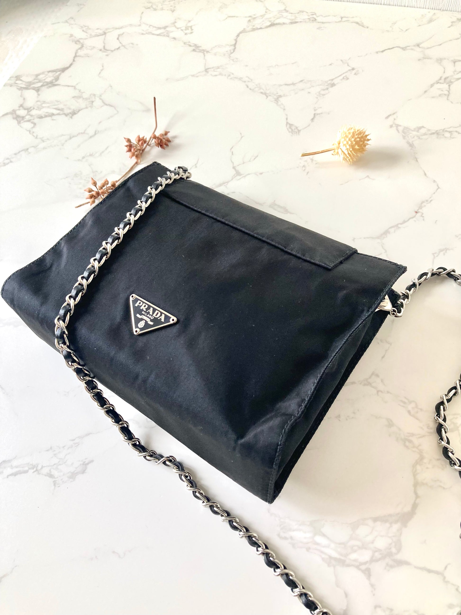 PRADA Tessuto Nylon Black Small Two-way Crossbody / Pouch Bag