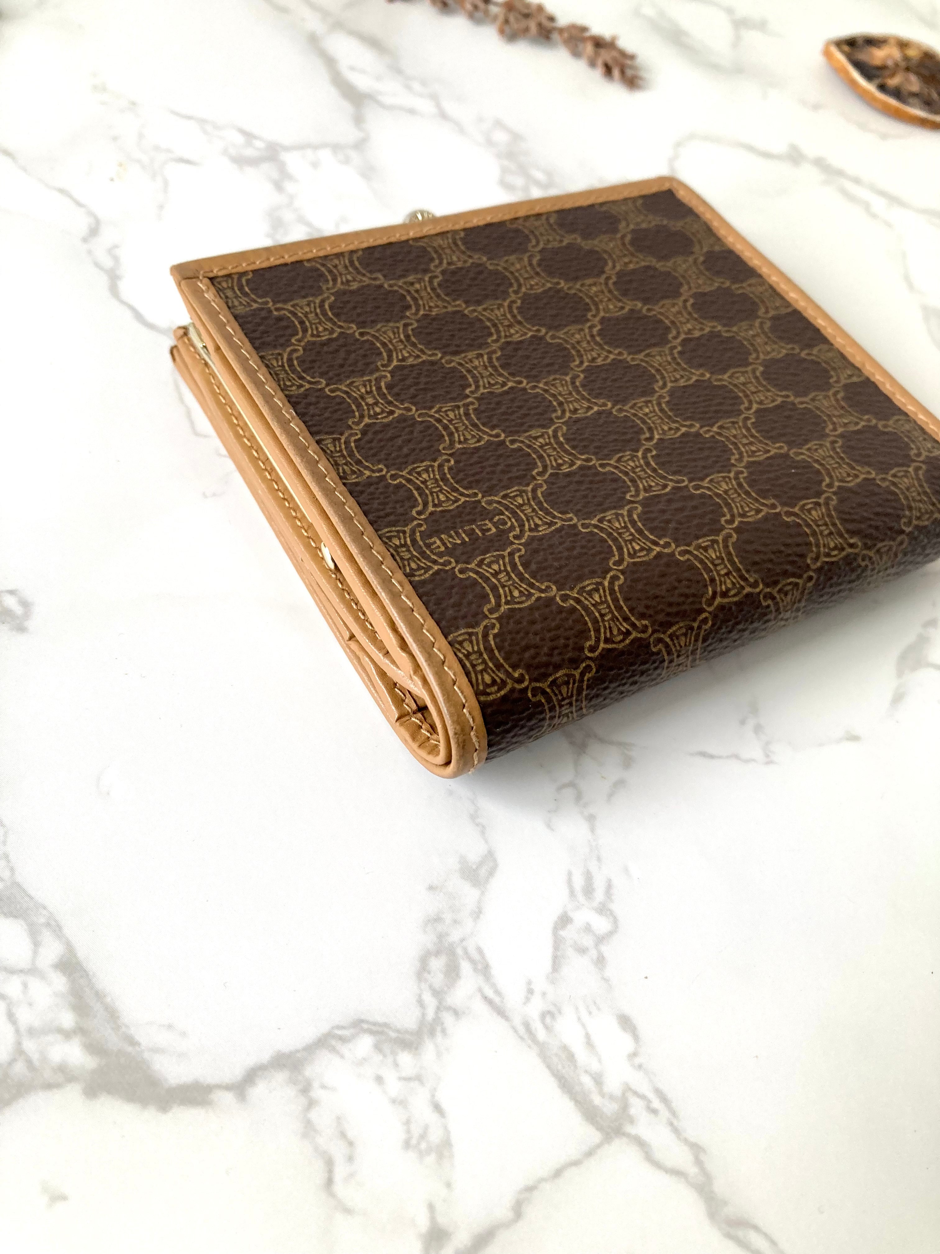 CELINE Brown Monogram Compact Bi-Fold Wallet