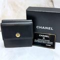 CHANEL full set of accessories · rare black cowhide leather gold coin short clip / small wallet