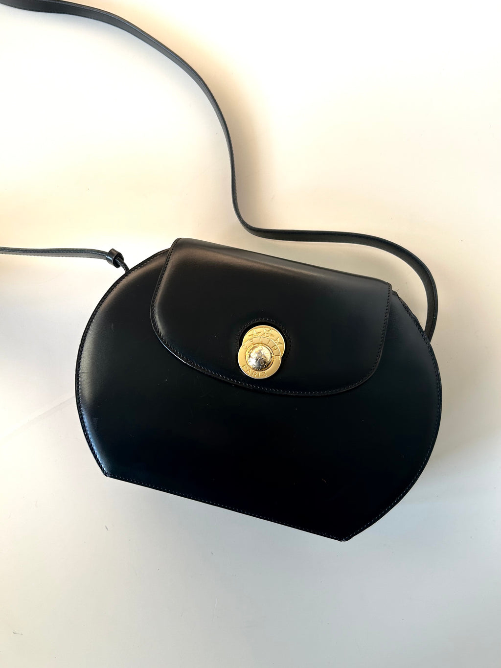 CELINE Rare Moving Planet Black Leather Tofu Bun Small Bag Side Bag / Crossbody Bag