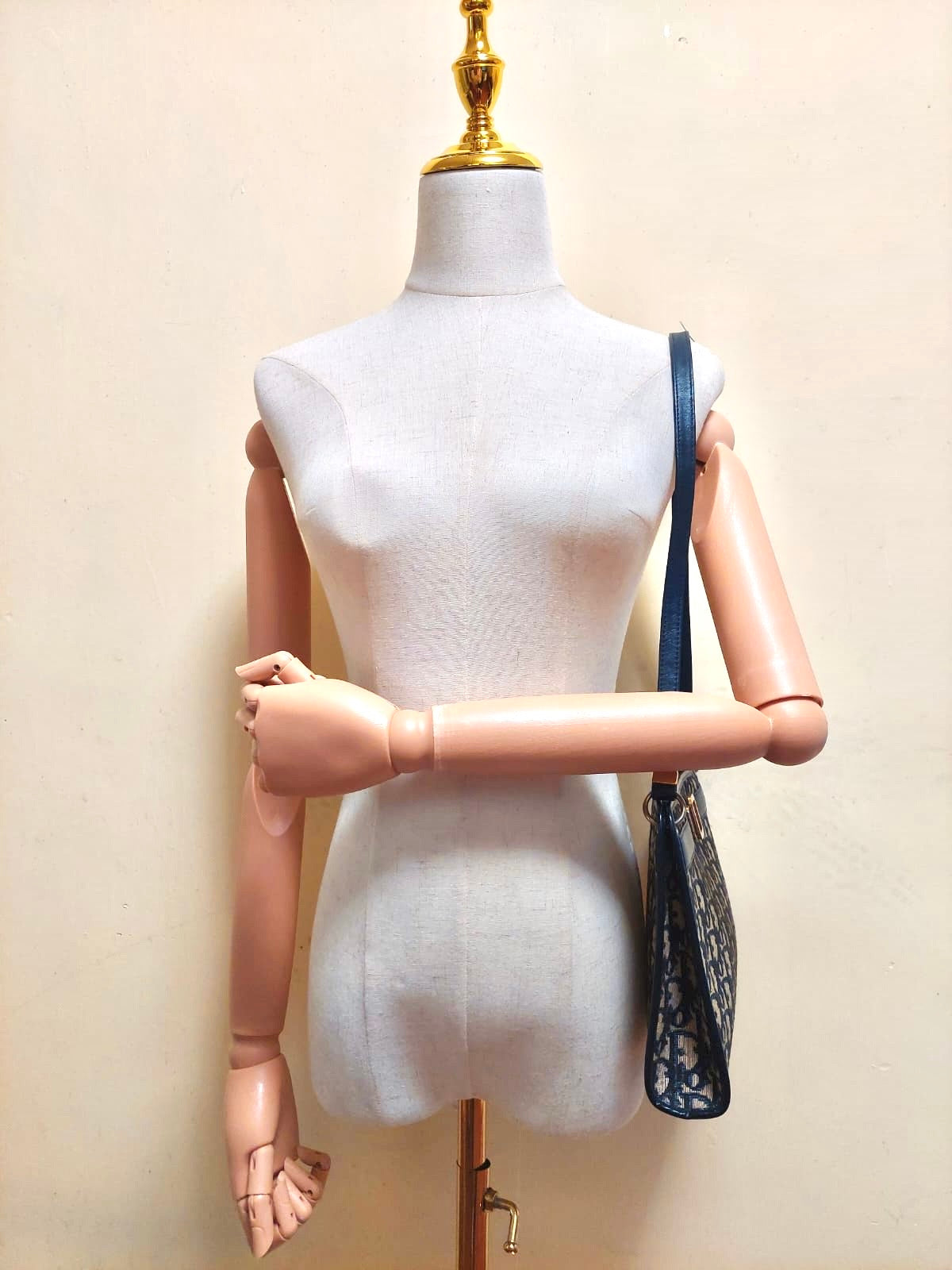CHRISTIAN DIOR dark blue monogram shoulder bag / side bag