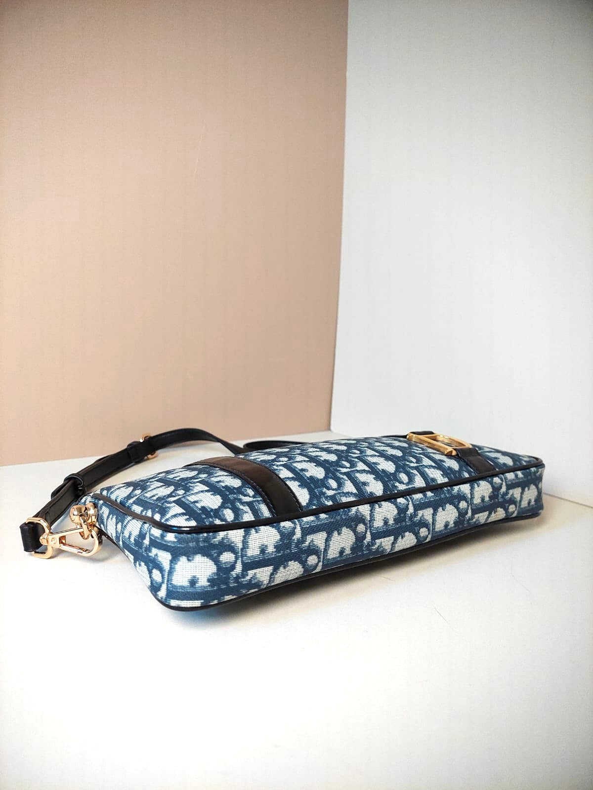 CHRISTIAN DIOR Rare Dark Blue and White Trotter Monogram Shoulder Bag/Crossbody Bag