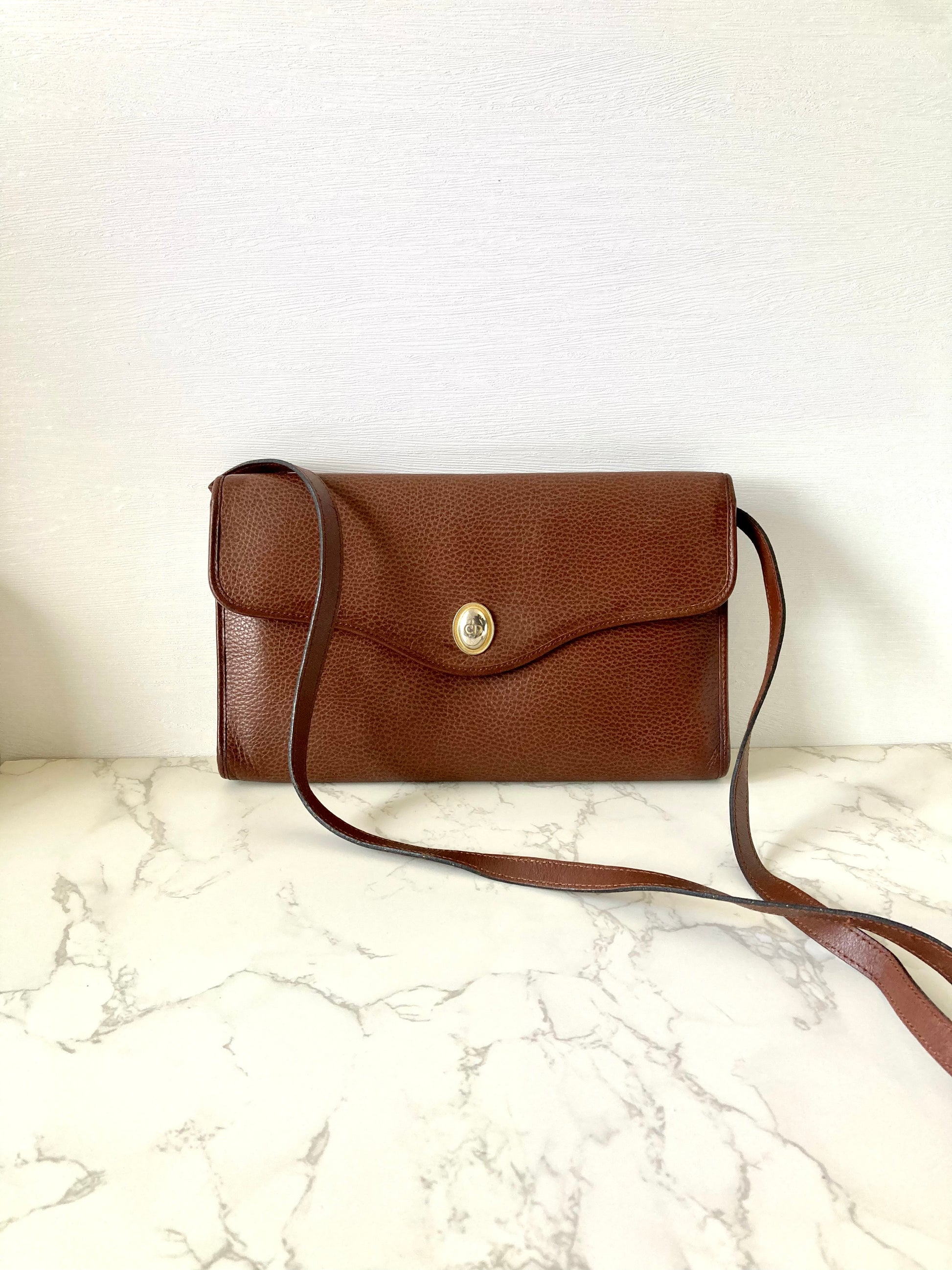 CHRISTIAN DIOR Rare Brown x Gold Egg Crossbody Bag