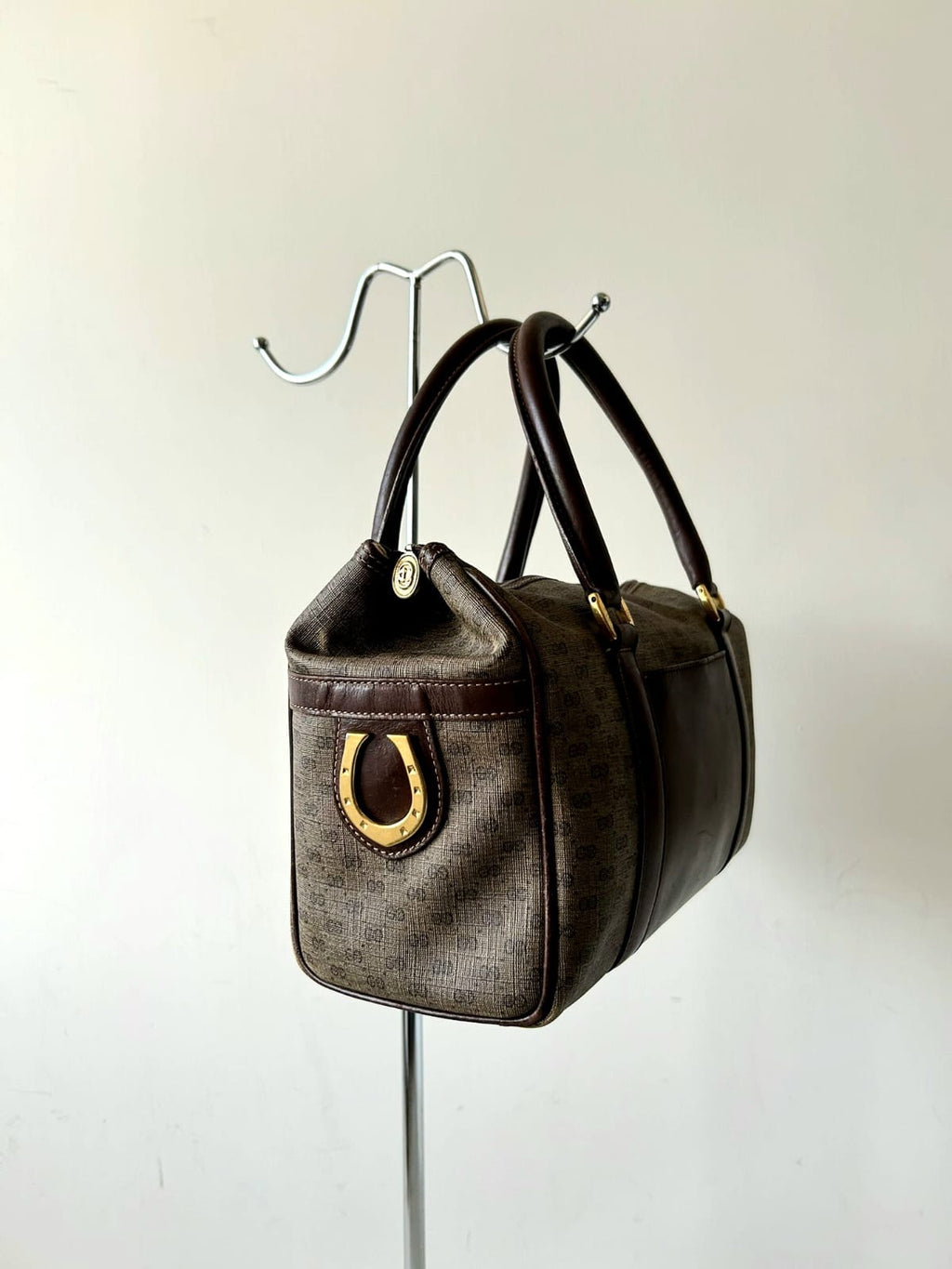 GUCCI Rare Brown Small Boston Bag/Side Bag/Messenger Bag