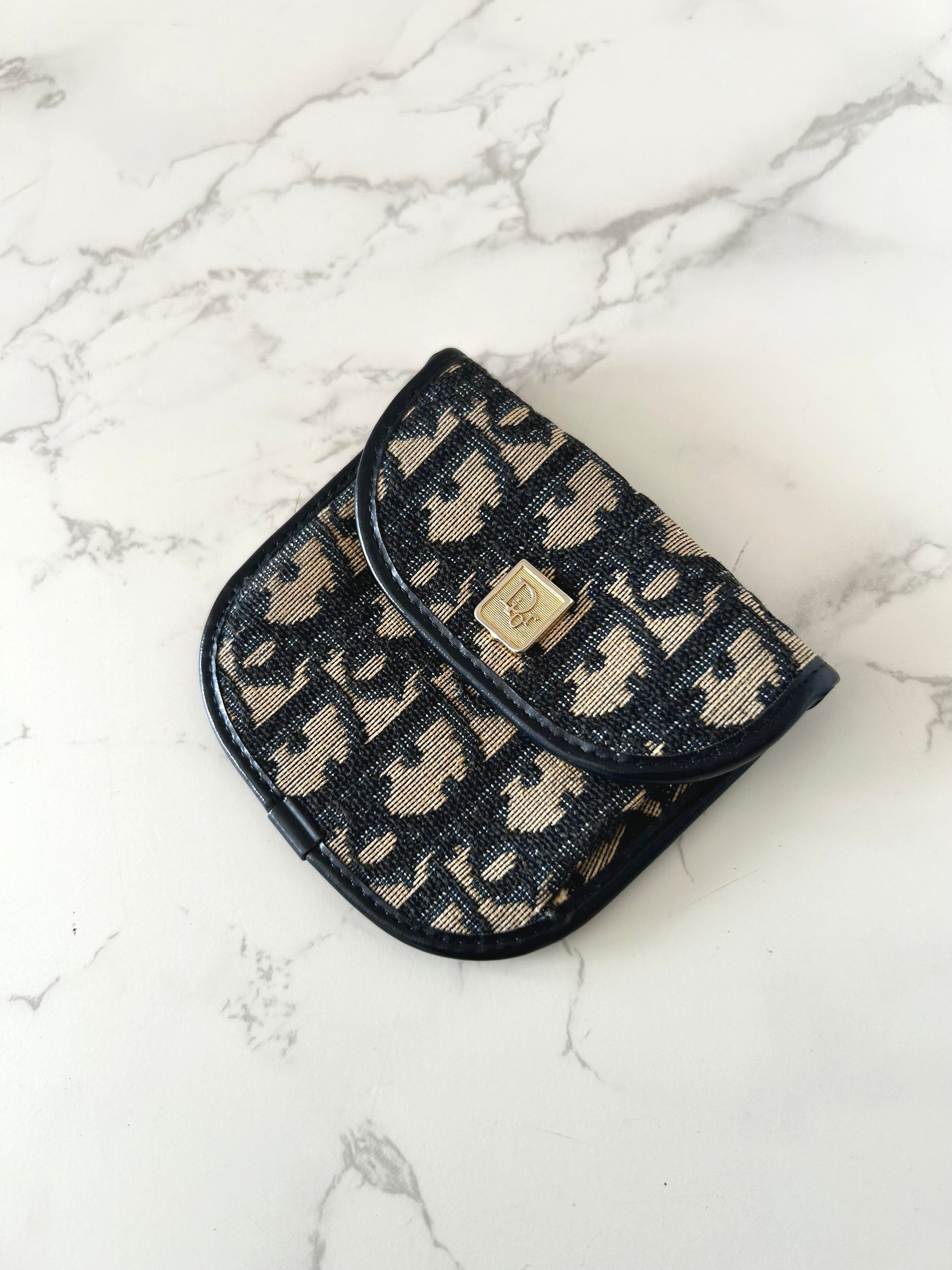 CHRISTIAN DIOR blue and black monogram multi-purpose small bag/coin purse