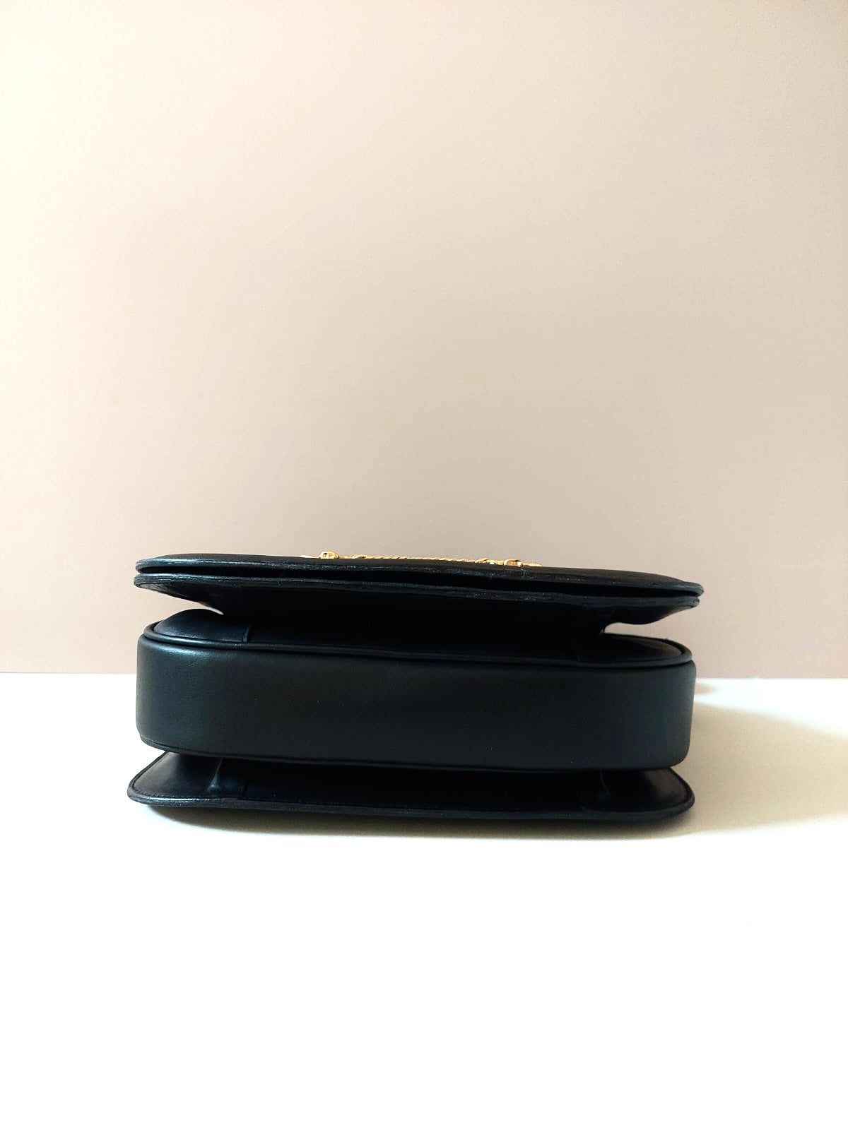 CELINE rare double twist gold buckle oblique bag / side bag