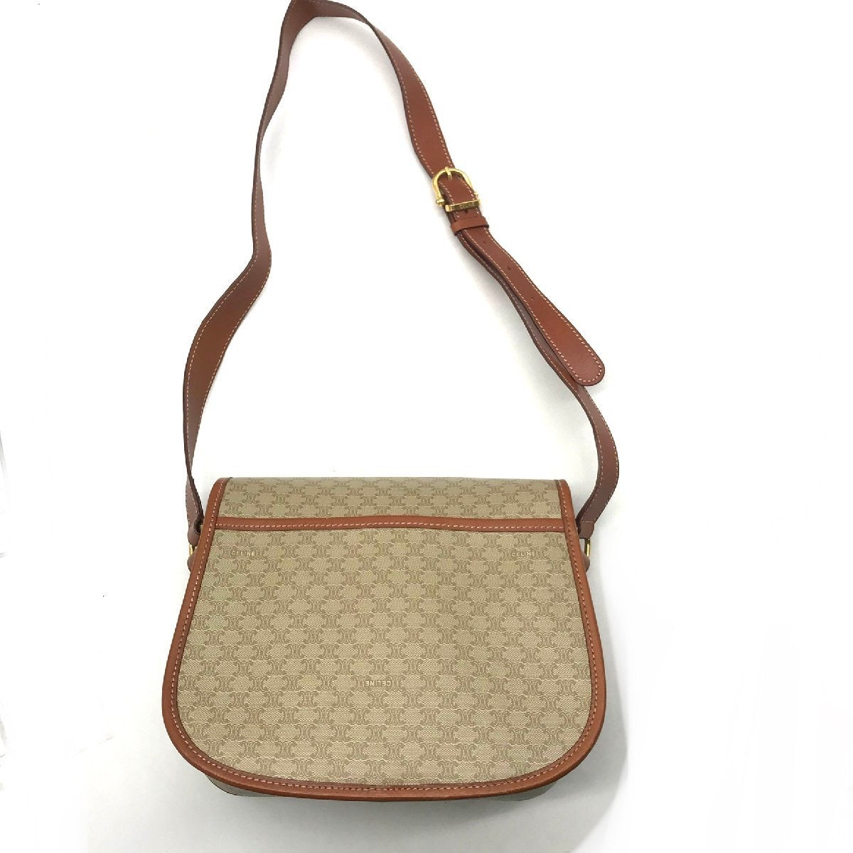 CELINE Rare Planet Beige Old Flower Tofu Bag/Side Bag/Messenger Bag
