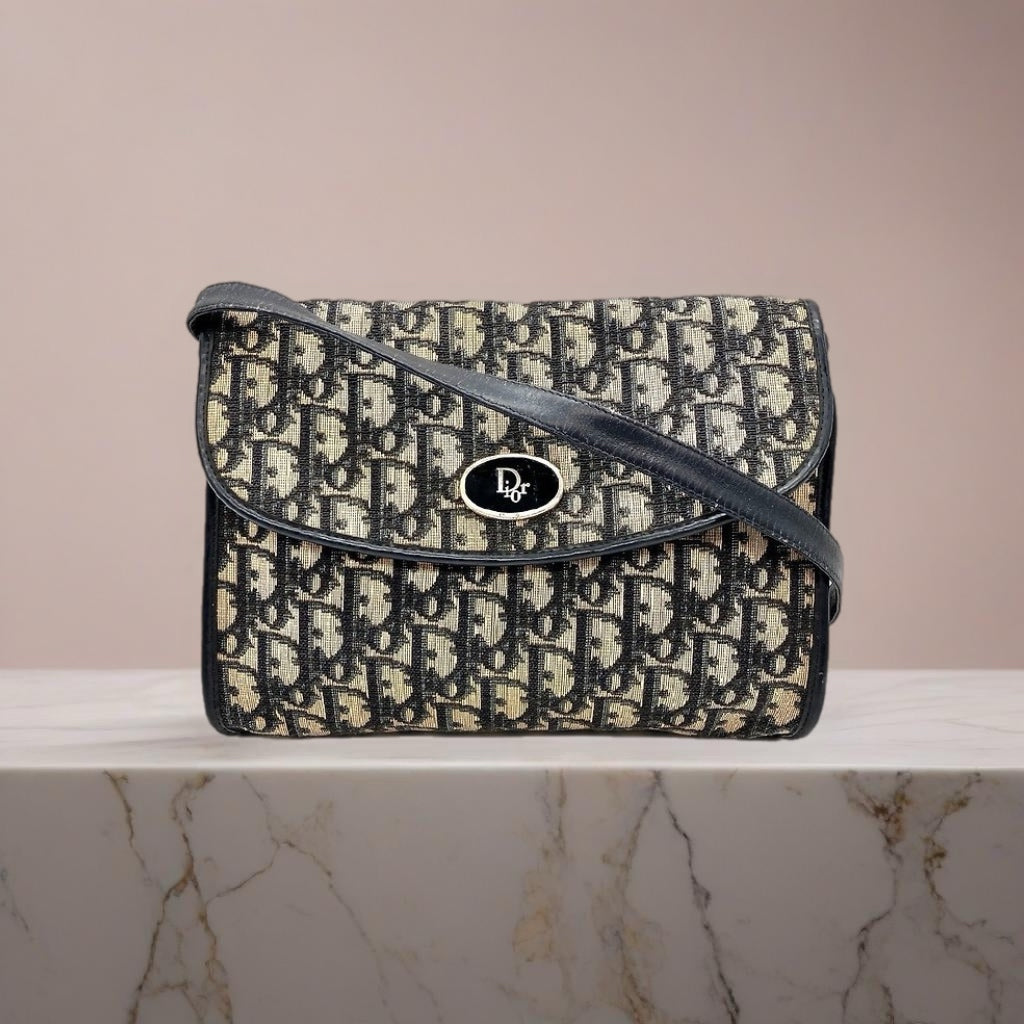 CHRISTIAN DIOR 深藍色老花單肩包/側背包/斜背包 - 日本中古二手Vintage