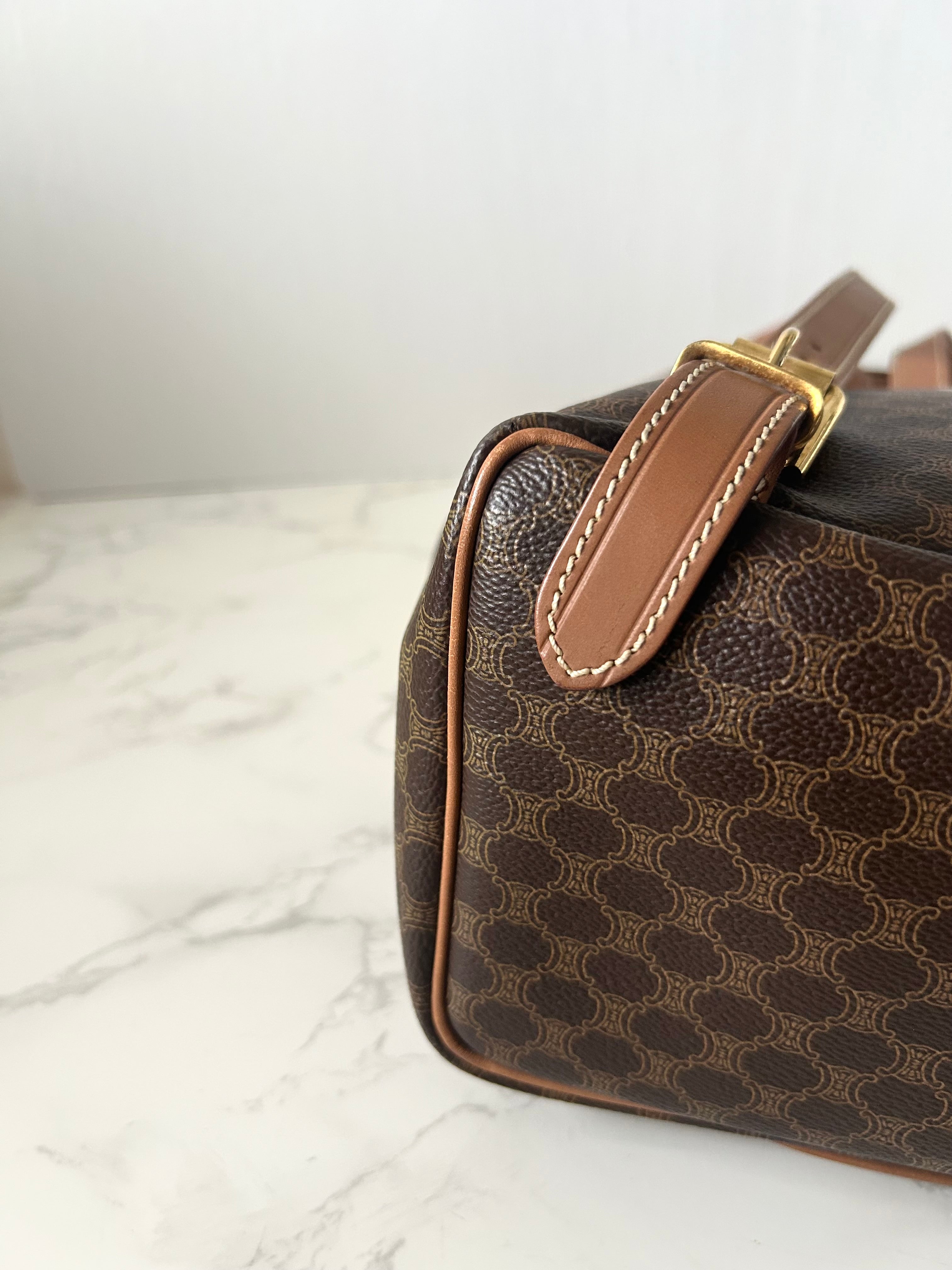 CELINE Rare Brown Monogram Flap Leather Backpack