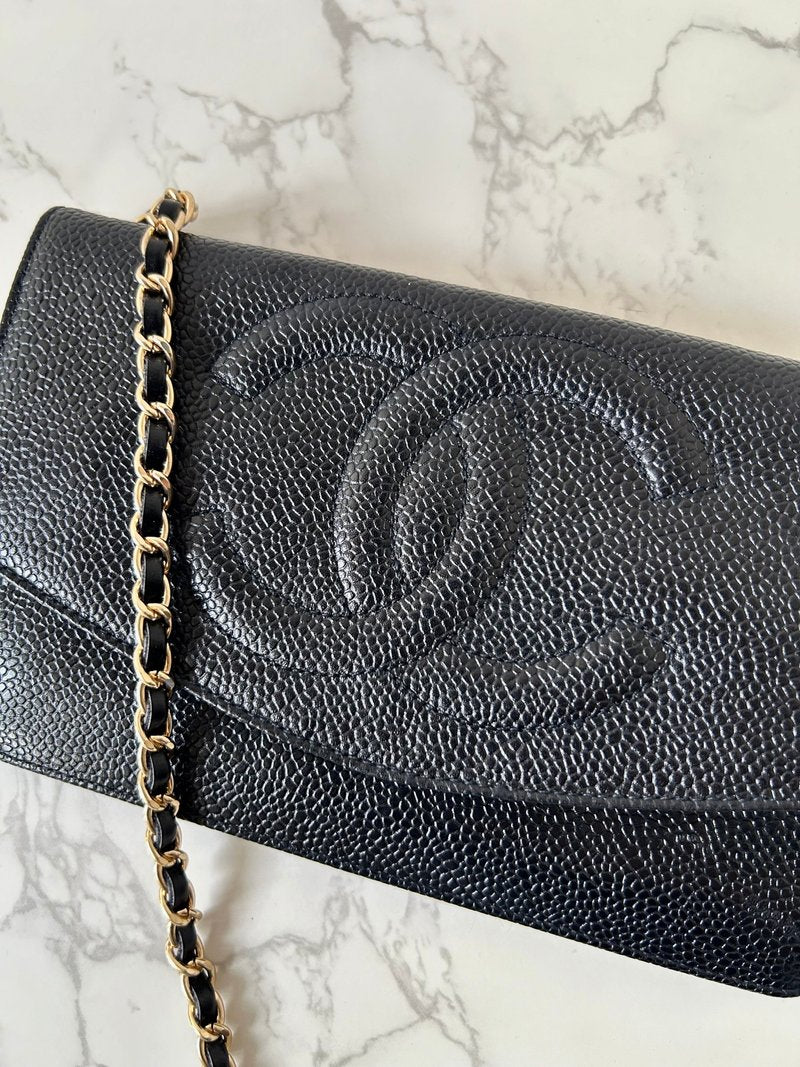 CHANEL Rare Black Caviar Chain WOC/Side Bag/Messenger Bag