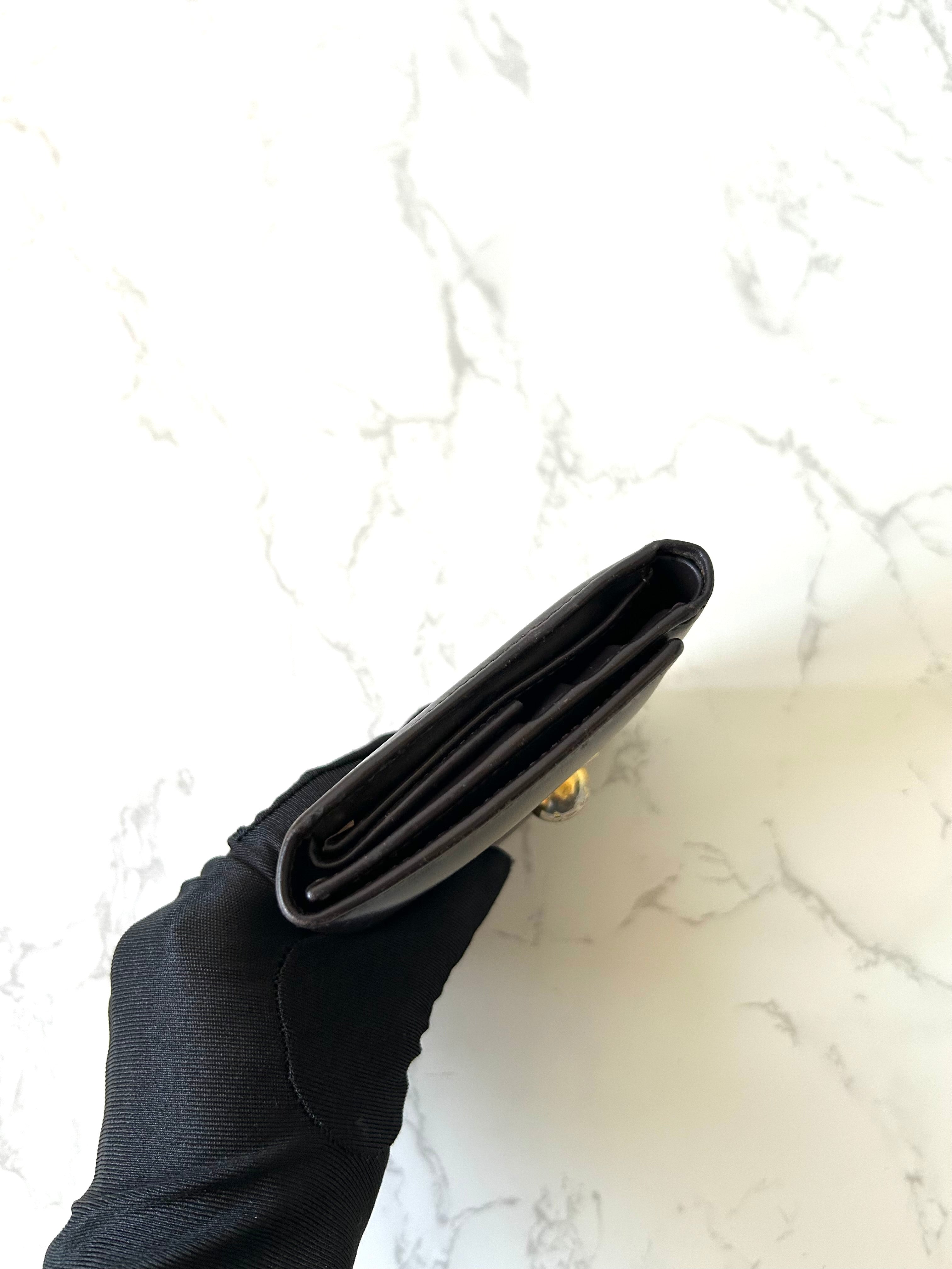 CELINE rare dark brown planet short wallet / wallet