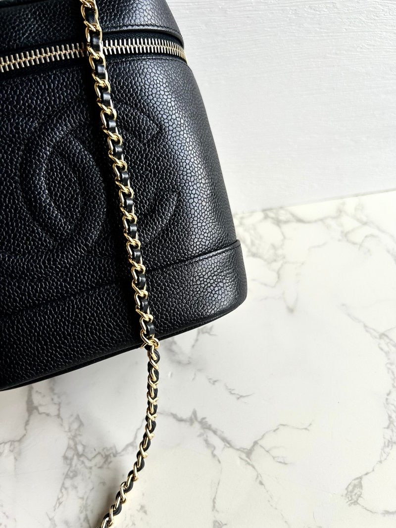Chanel Black Caviar Cosmetic Box Bag Crossbody Bag Side Bag Shoulder Bag