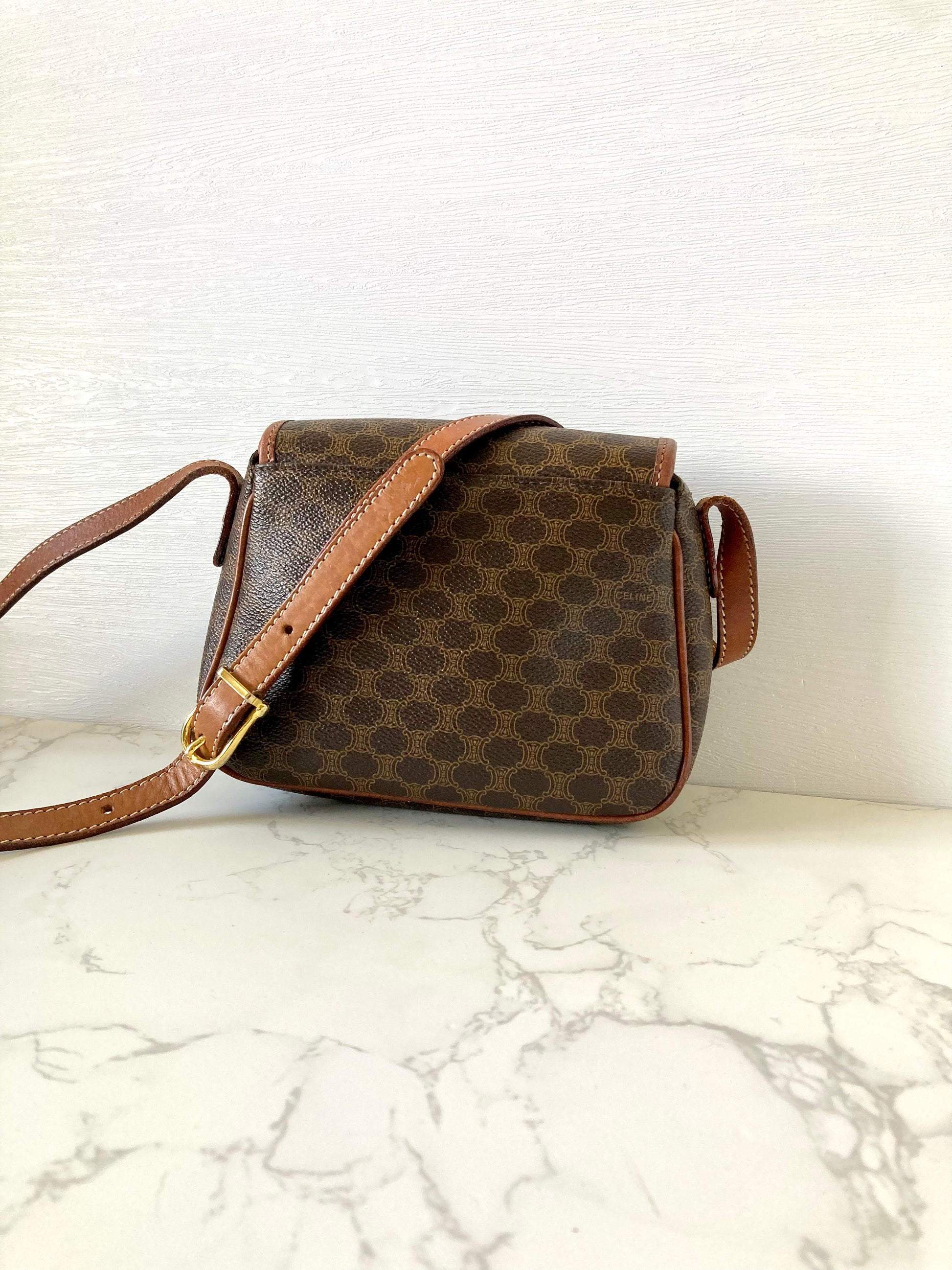 CELINE Brown Monogram Mini Crossbody Bag