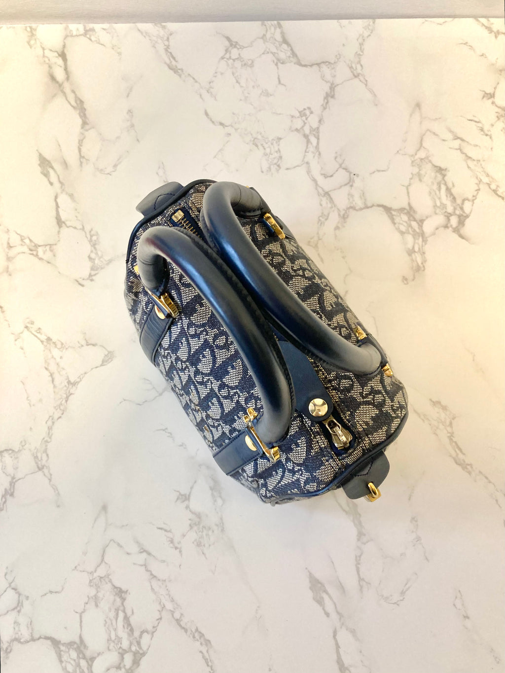 CHRISTIAN DIOR Navy Trotter Mini Boston Bag