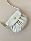 CELINE rare white gold emblem leather messenger bag / side bag / oblique bag