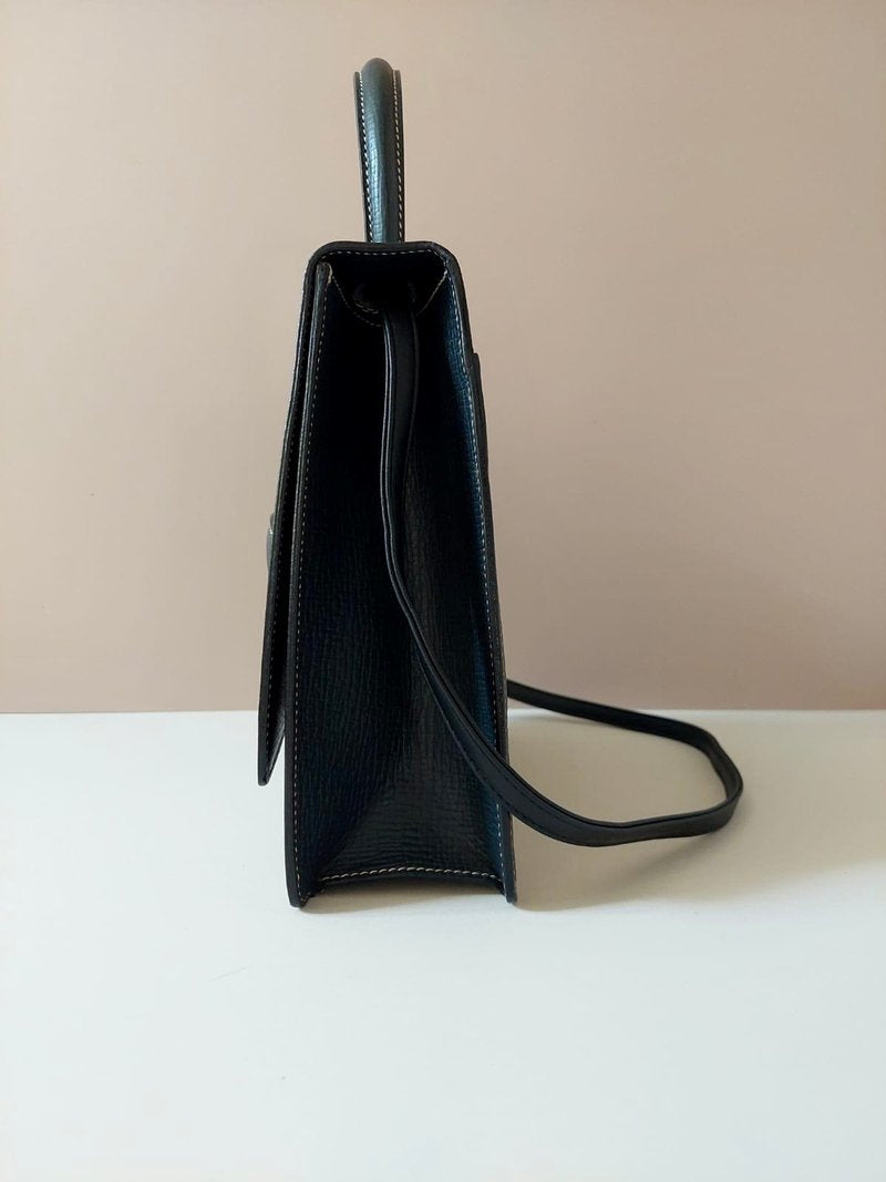 LOEWE rare navy blue black leaf Kelly dual-use side bag / oblique bag / handbag