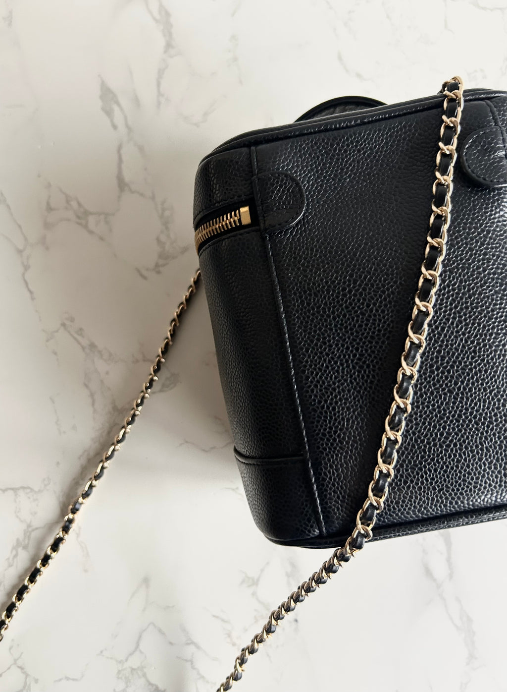 Chanel黑色魚子醬Vanity Box盒子包/斜背包/側背包