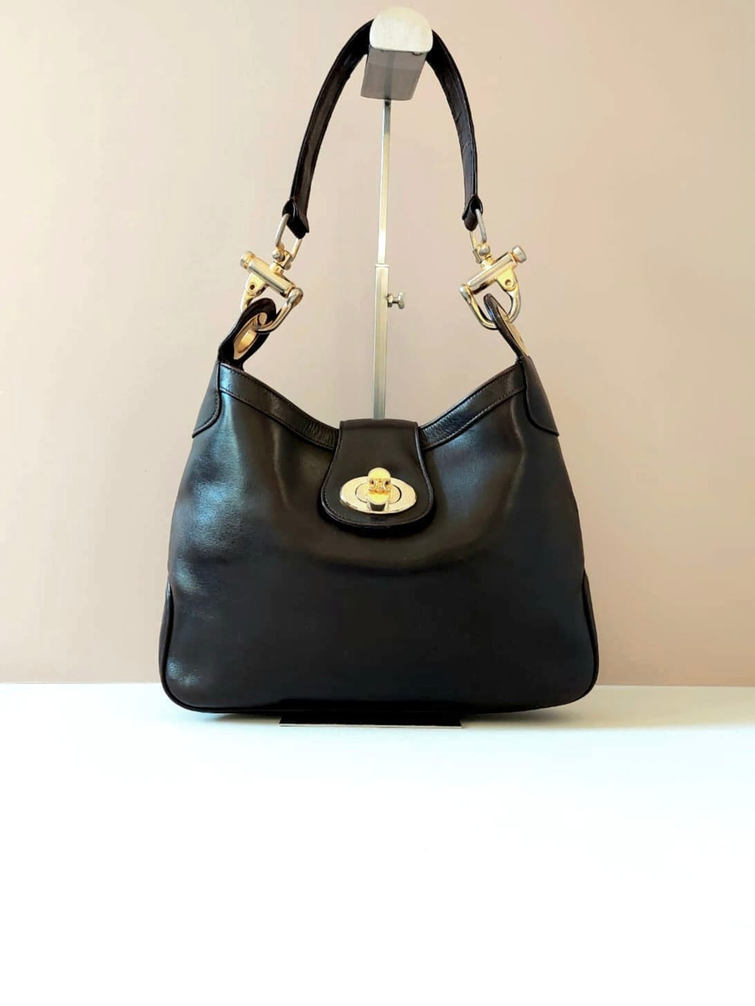 CELINE Gold Arc de Triomphe Leather Side Bag / Underarm Bag