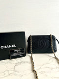 CHANEL Rare Black Caviar Leather Side Bag/Messenger Bag/Clutch