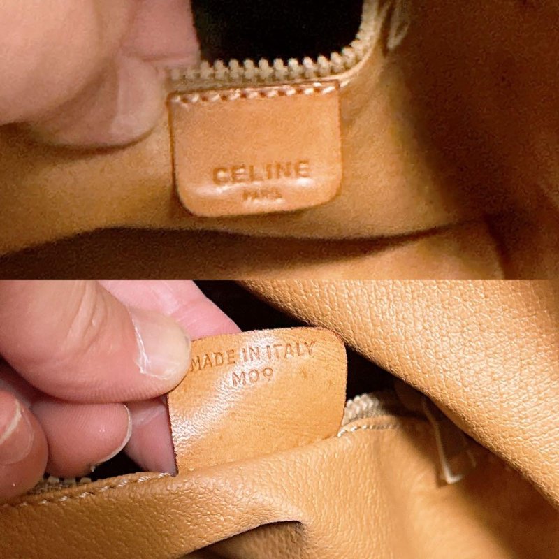 Celine米啡色老花中古水桶包/單肩包/斜背包