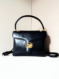 CELINE rare gold carriage black leather side bag / crossbody bag / handbag - Japanese second-hand Vintage