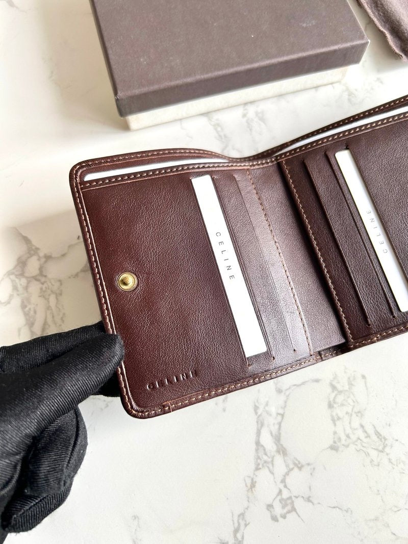 Celine denim blue monogram Arc de Triomphe short wallet