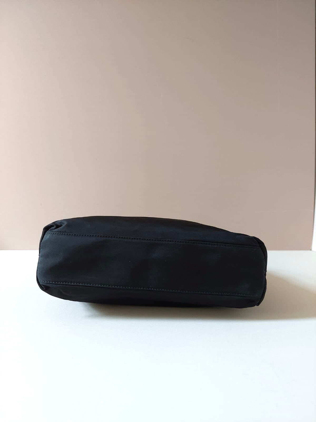 PRADA black silver triangle nylon tote bag/shoulder bag/handbag