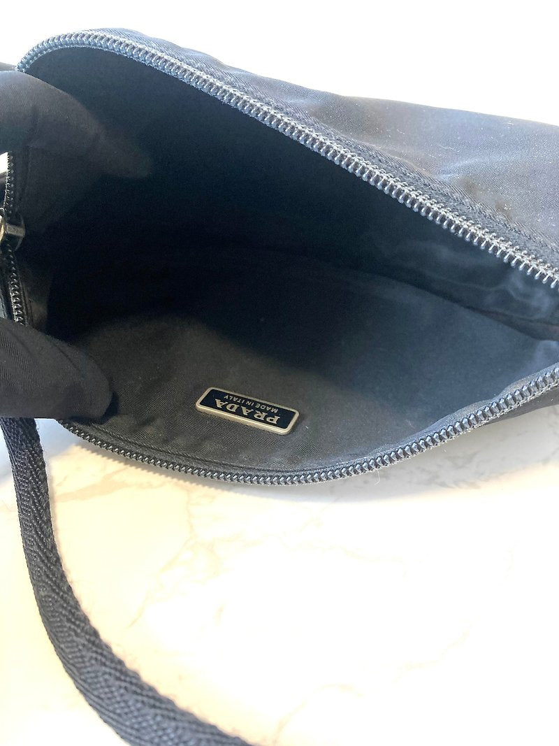 PRADA 經典黑色銀三角簡約小包/手提袋/手挽袋