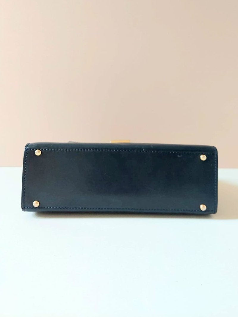 CELINE 稀有黑色金旋轉扣小凱莉皮革側背包/斜背包/手提包 - 日本中古二手Vintage