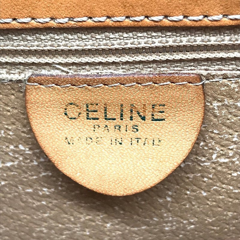 CELINE rare coffee color old flower gold buckle Kelly leather flap handbag