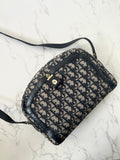 CHRISTIAN DIOR dark blue monogram shoulder bag/side bag/oblique bag
