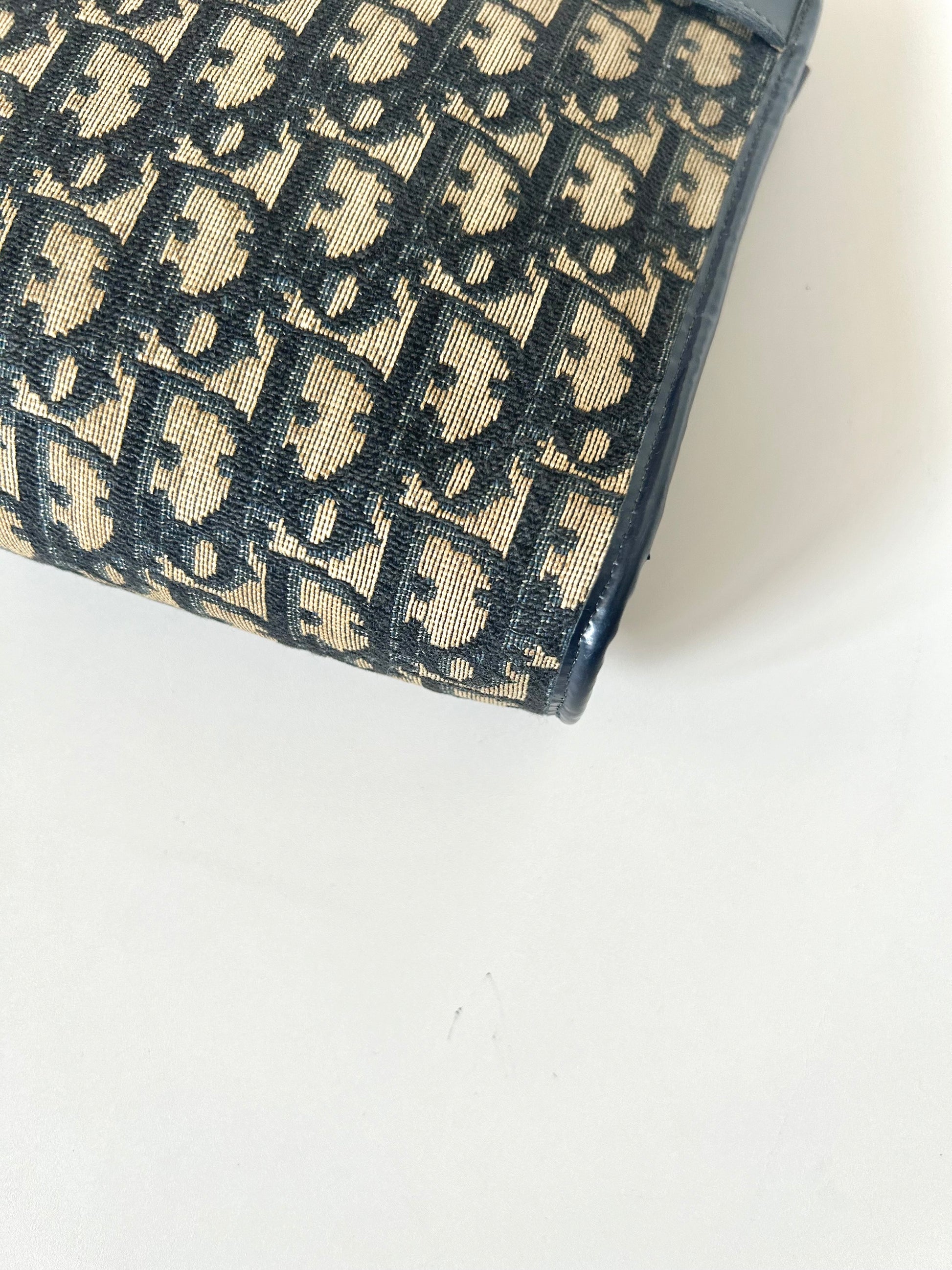 CHRISTIAN DIOR 深藍色老花單肩包/側背包/斜背包