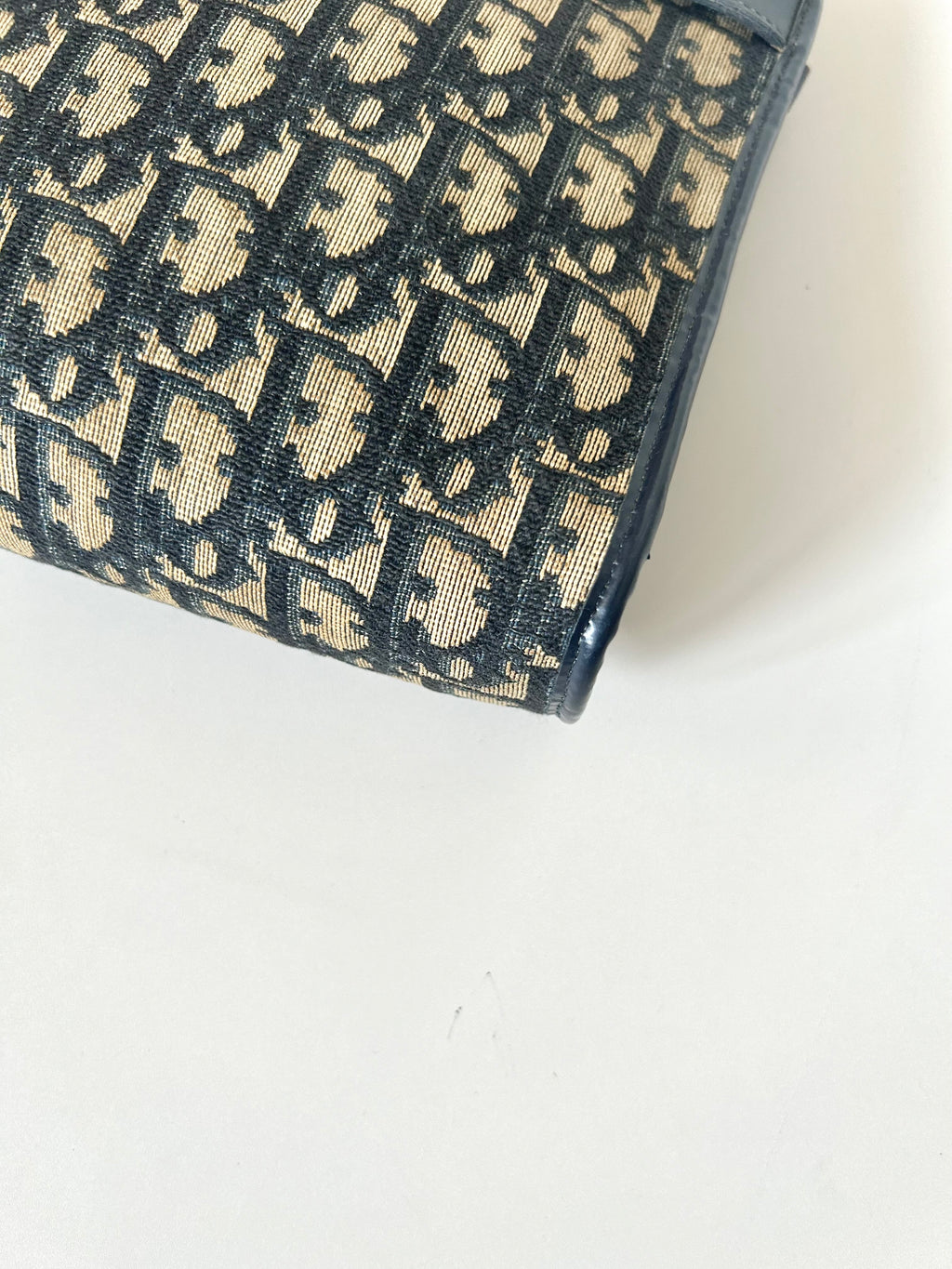 CHRISTIAN DIOR dark blue monogram shoulder bag/side bag/oblique bag