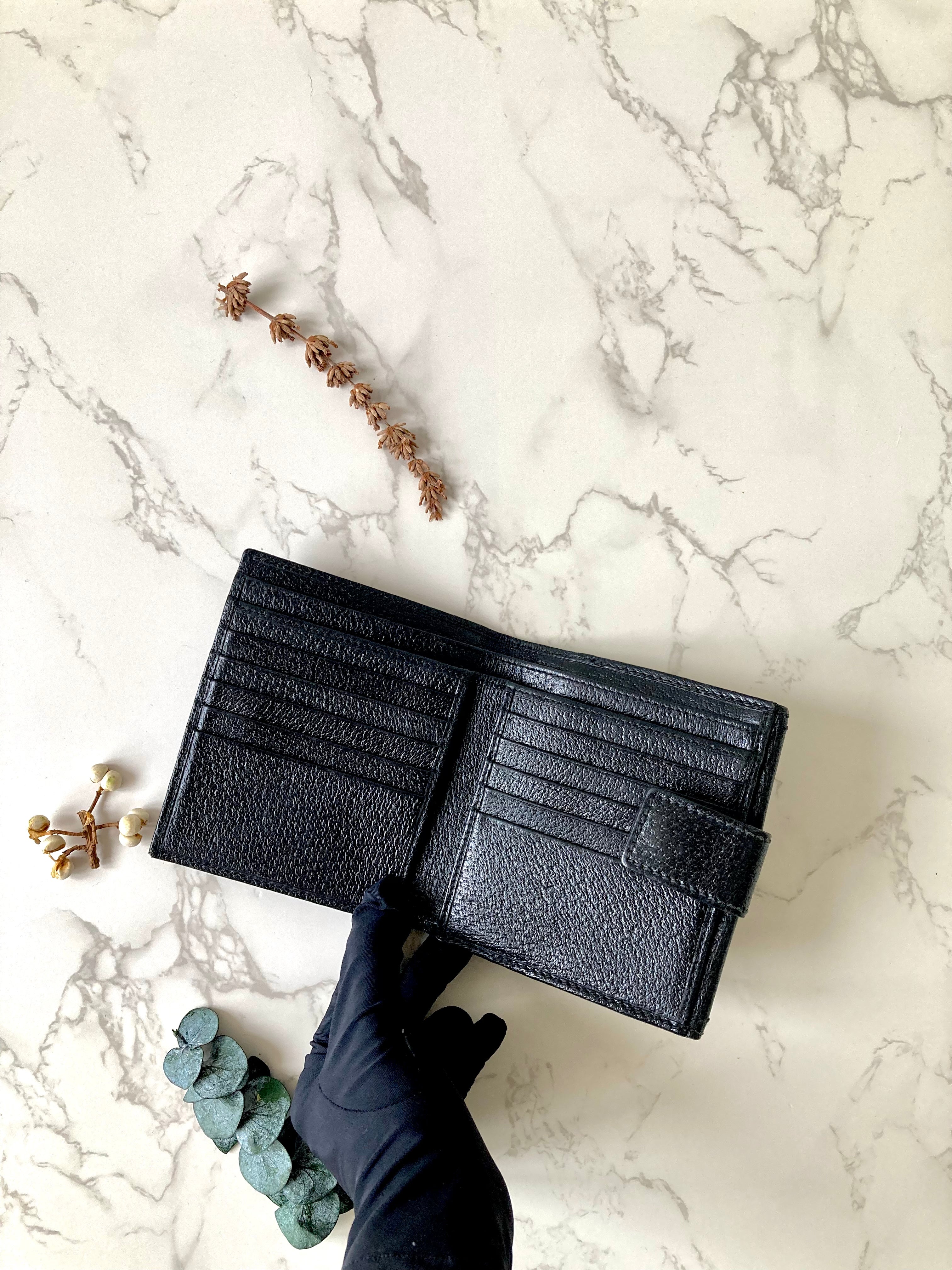 GUCCI Bamboo Black Monogram Compact Wallet