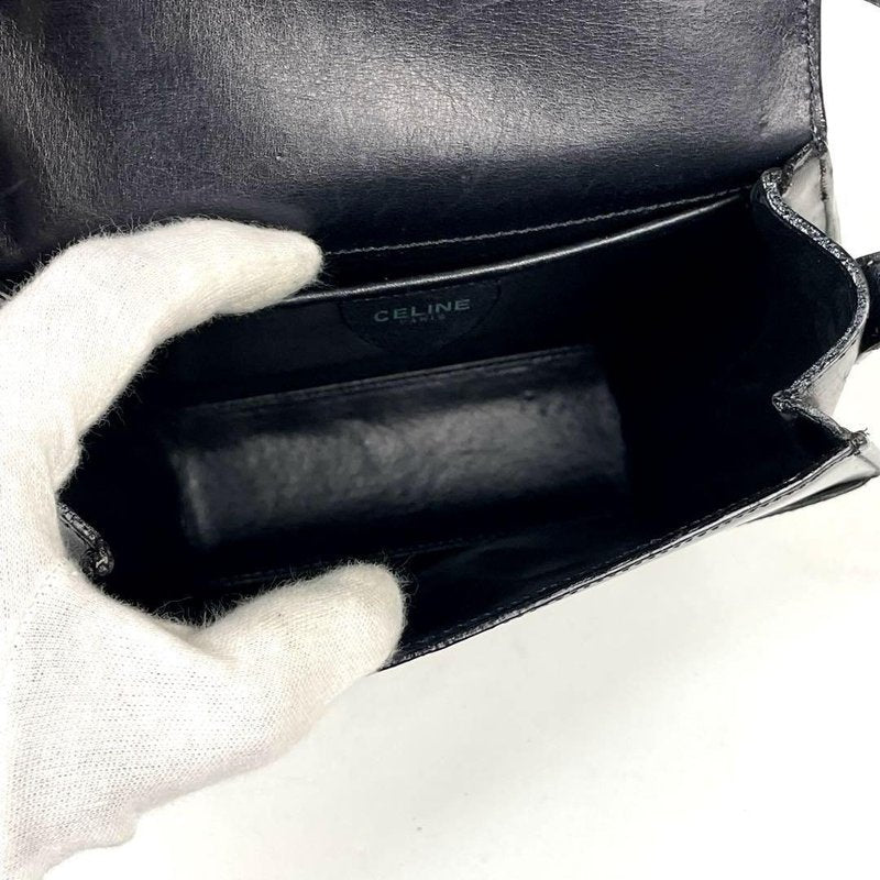 CELINE Rare Black Planet Hexagonal Leather Side Bag / Crossbody Bag